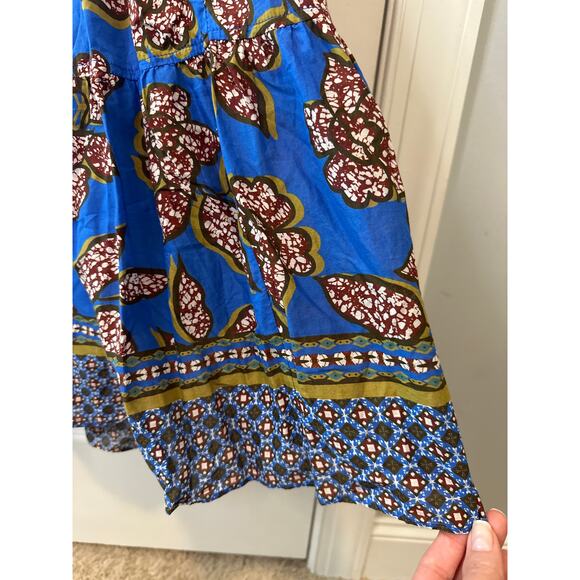 Alexis Joyette Blue Floral Halterneck Maxi Dress S Cotton Summer Boho Vacation - Picture 8 of 10